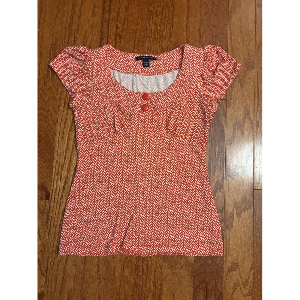 Banana Republic Stretch Orange Geometric Shirt Size Small
